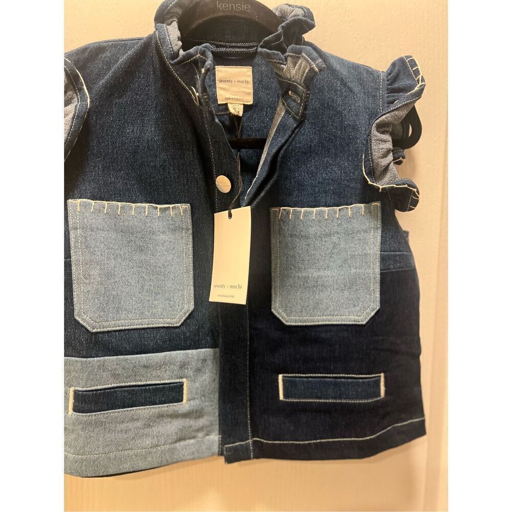 seventy + mochi Women’s Pablo Waistcoat Vest in Patched Blue Denim size 4 NWT - Picture 8 of 8